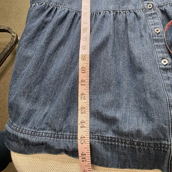 Boden Denim Tiered Midi Dress Ruffle Collar Blue US 12R - Picture 9 of 14